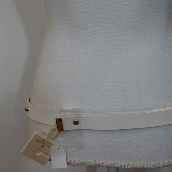 KATE SPADE In The Loop Ivory Leather Skinny Belt S - Picture 6 of 8